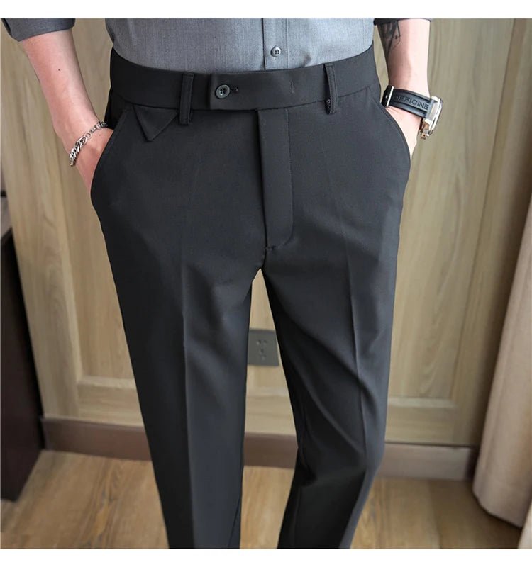 Men Suit Pants 2025 Autumn Elastic Waist Solid Slim Fit Dress Pants Office Business Casual Trousers High Quality Men's Clothing - PratSN