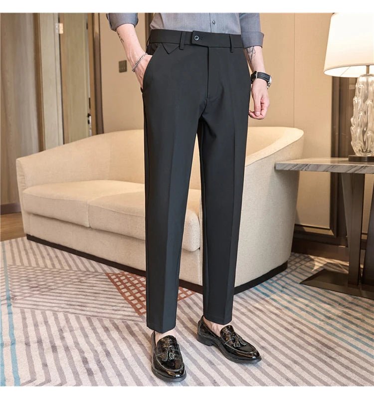 Men Suit Pants 2025 Autumn Elastic Waist Solid Slim Fit Dress Pants Office Business Casual Trousers High Quality Men's Clothing - PratSN