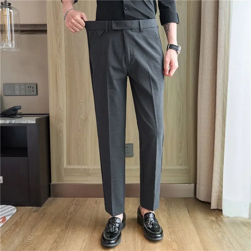 Men Suit Pants 2025 Autumn Elastic Waist Solid Slim Fit Dress Pants Office Business Casual Trousers High Quality Men's Clothing - PratSN
