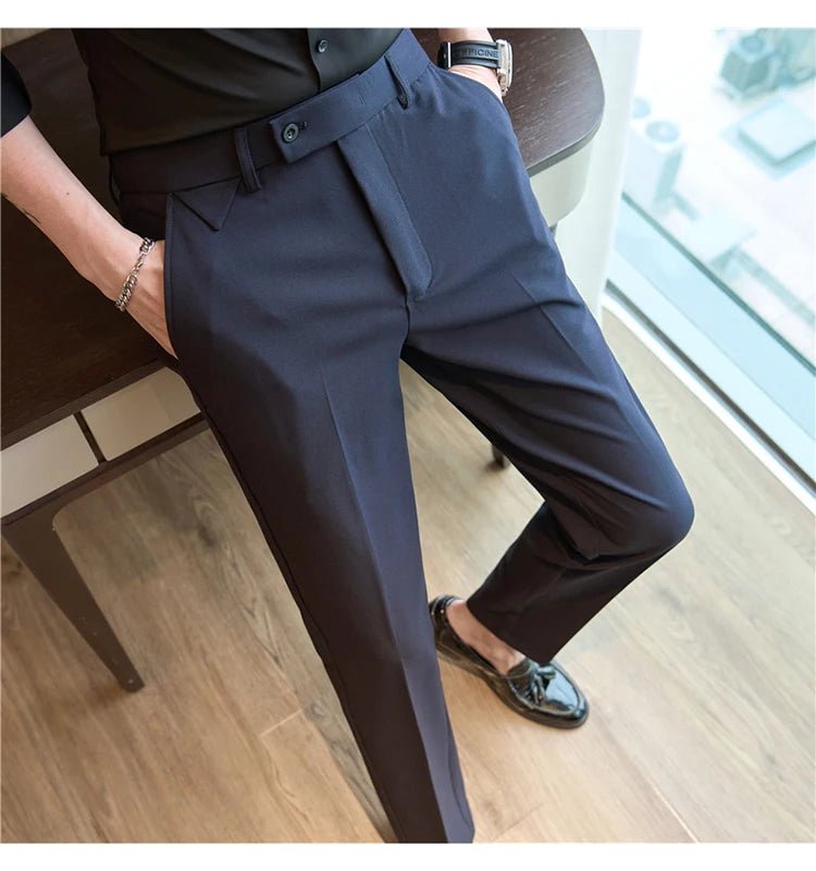 Men Suit Pants 2025 Autumn Elastic Waist Solid Slim Fit Dress Pants Office Business Casual Trousers High Quality Men's Clothing - PratSN