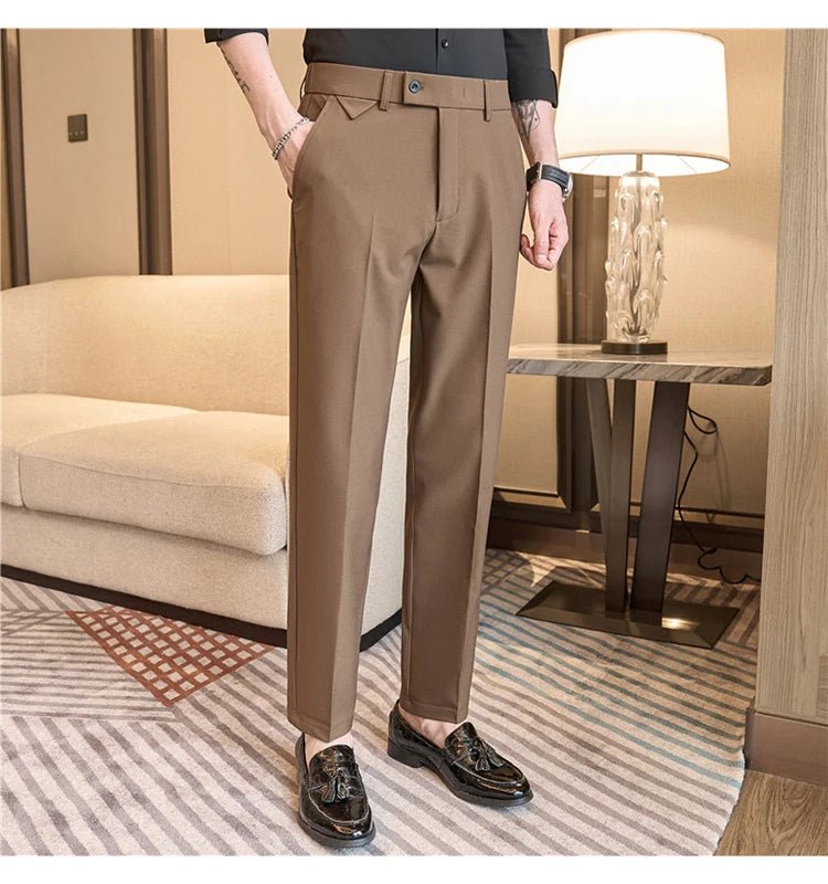Men Suit Pants 2025 Autumn Elastic Waist Solid Slim Fit Dress Pants Office Business Casual Trousers High Quality Men's Clothing - PratSN