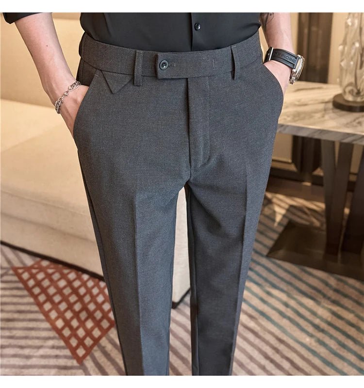 Men Suit Pants 2025 Autumn Elastic Waist Solid Slim Fit Dress Pants Office Business Casual Trousers High Quality Men's Clothing - PratSN