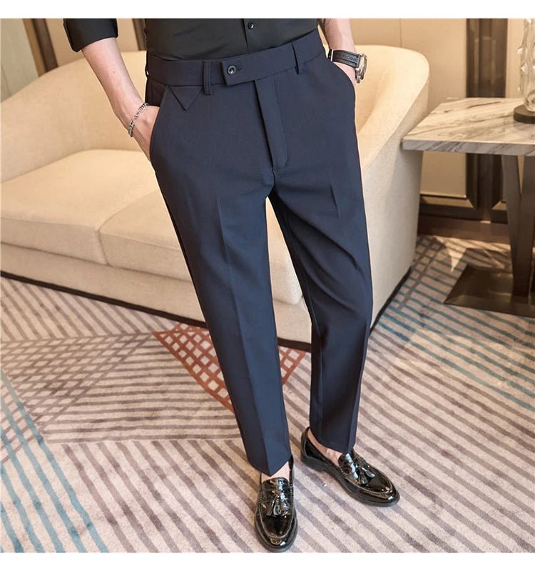 Men Suit Pants 2025 Autumn Elastic Waist Solid Slim Fit Dress Pants Office Business Casual Trousers High Quality Men's Clothing - PratSN