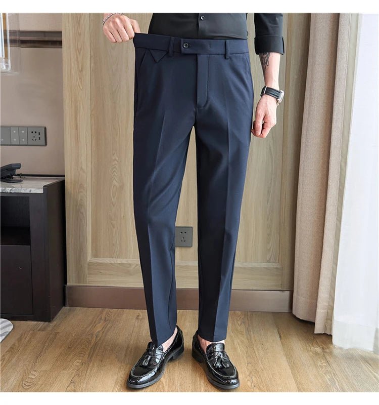 Men Suit Pants 2025 Autumn Elastic Waist Solid Slim Fit Dress Pants Office Business Casual Trousers High Quality Men's Clothing - PratSN