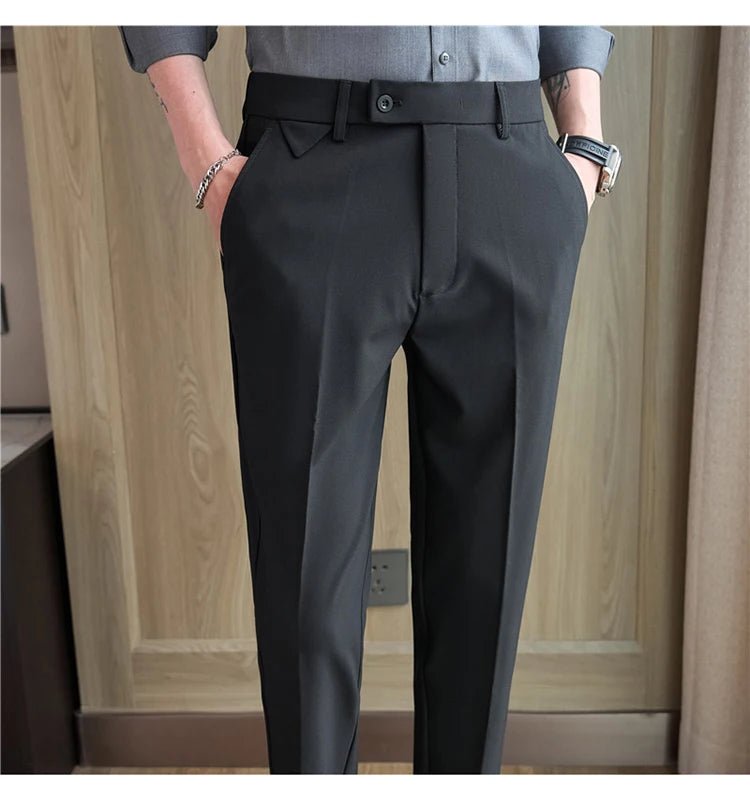 Men Suit Pants 2025 Autumn Elastic Waist Solid Slim Fit Dress Pants Office Business Casual Trousers High Quality Men's Clothing - PratSN