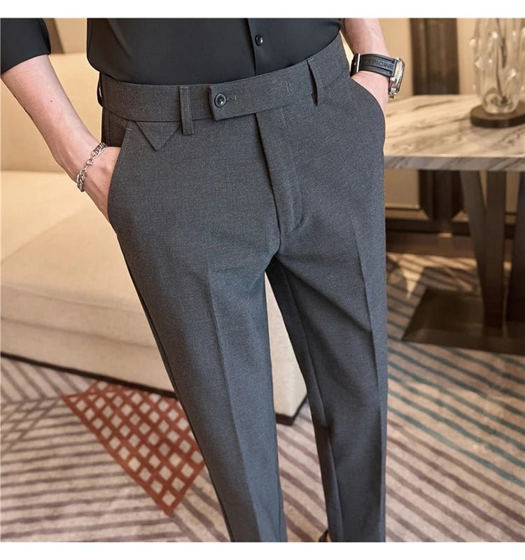 Men Suit Pants 2025 Autumn Elastic Waist Solid Slim Fit Dress Pants Office Business Casual Trousers High Quality Men's Clothing - PratSN
