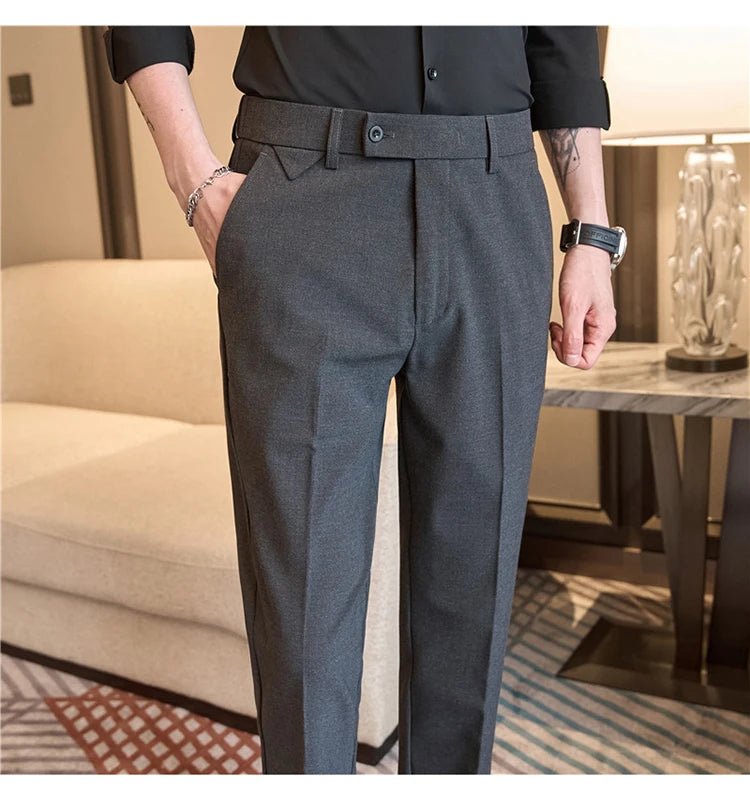 Men Suit Pants 2025 Autumn Elastic Waist Solid Slim Fit Dress Pants Office Business Casual Trousers High Quality Men's Clothing - PratSN