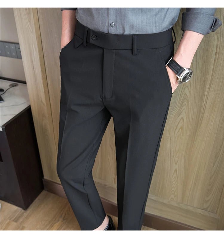 Men Suit Pants 2025 Autumn Elastic Waist Solid Slim Fit Dress Pants Office Business Casual Trousers High Quality Men's Clothing - PratSN