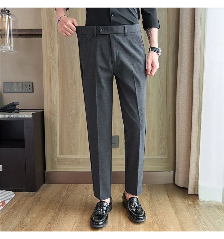 Men Suit Pants 2025 Autumn Elastic Waist Solid Slim Fit Dress Pants Office Business Casual Trousers High Quality Men's Clothing - PratSN