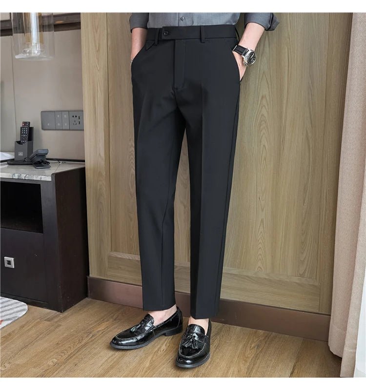 Men Suit Pants 2025 Autumn Elastic Waist Solid Slim Fit Dress Pants Office Business Casual Trousers High Quality Men's Clothing - PratSN
