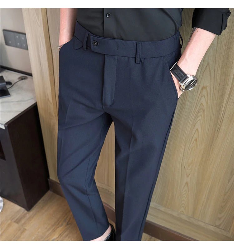 Men Suit Pants 2025 Autumn Elastic Waist Solid Slim Fit Dress Pants Office Business Casual Trousers High Quality Men's Clothing - PratSN