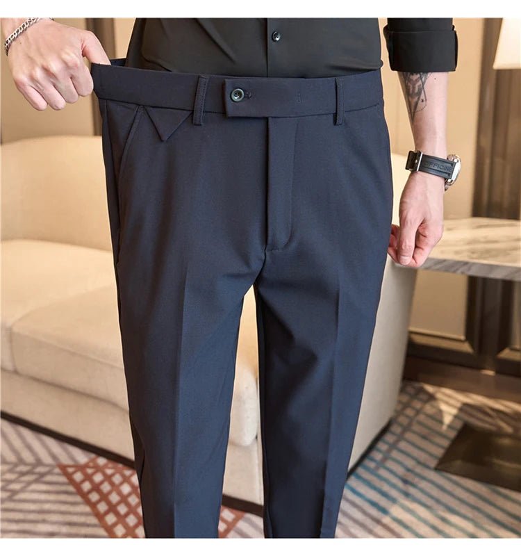 Men Suit Pants 2025 Autumn Elastic Waist Solid Slim Fit Dress Pants Office Business Casual Trousers High Quality Men's Clothing - PratSN
