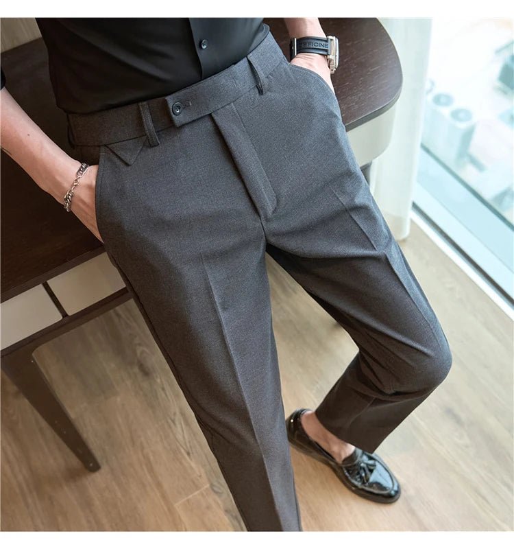 Men Suit Pants 2025 Autumn Elastic Waist Solid Slim Fit Dress Pants Office Business Casual Trousers High Quality Men's Clothing - PratSN
