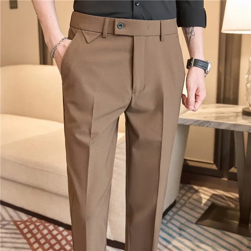 Men Suit Pants 2025 Autumn Elastic Waist Solid Slim Fit Dress Pants Office Business Casual Trousers High Quality Men's Clothing - PratSN