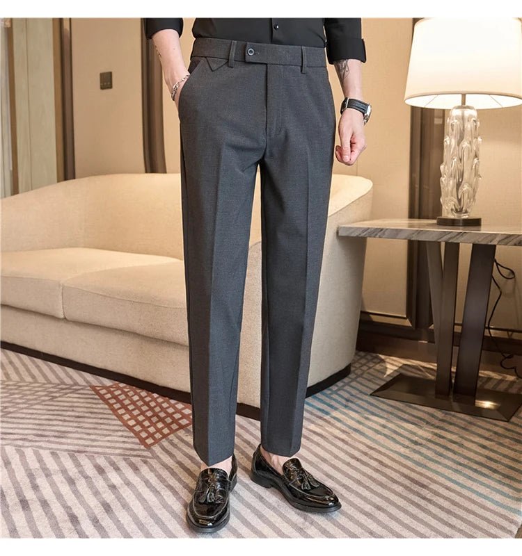 Men Suit Pants 2025 Autumn Elastic Waist Solid Slim Fit Dress Pants Office Business Casual Trousers High Quality Men's Clothing - PratSN
