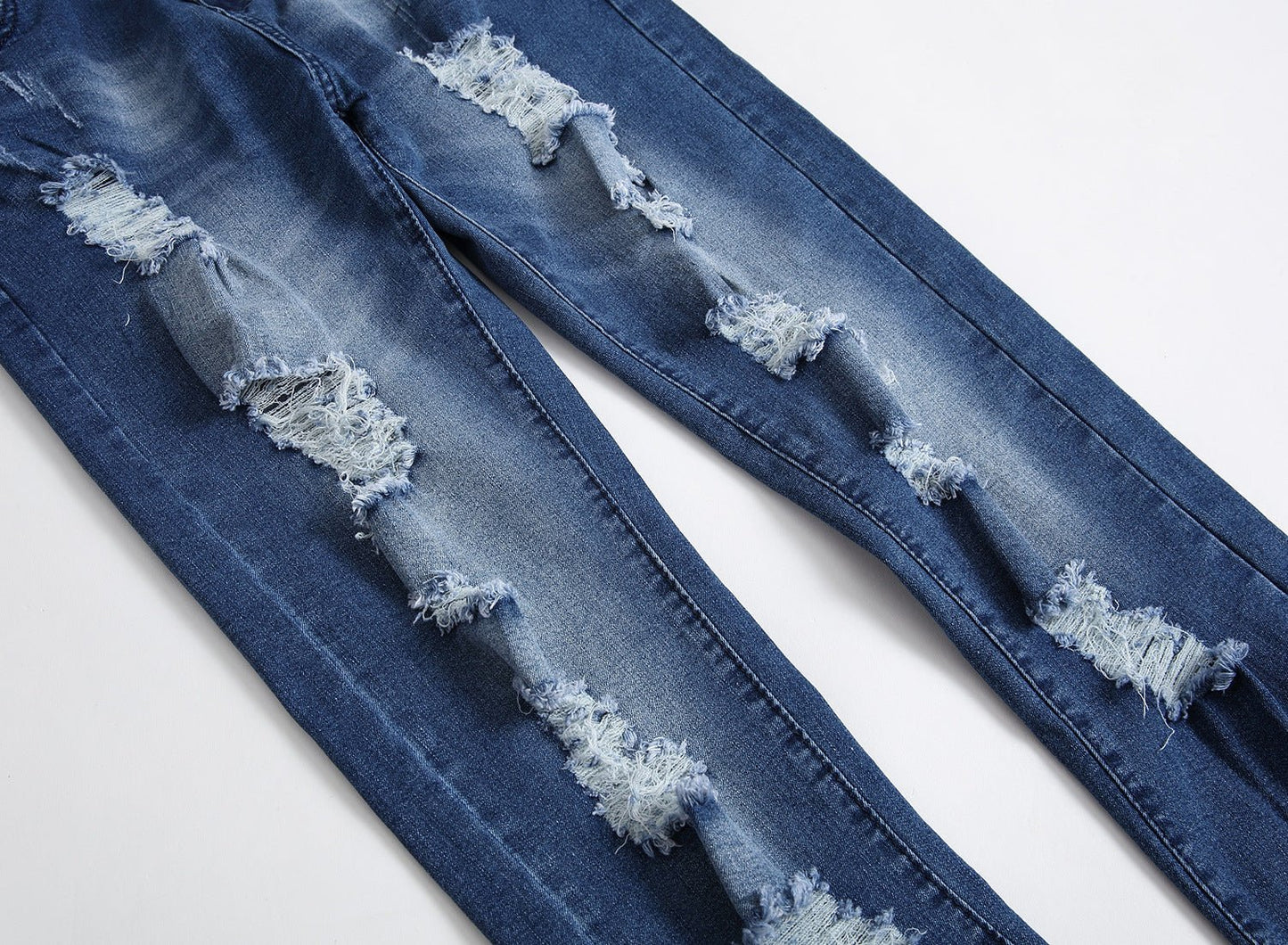 Men's Blue Elastic Men's Jeans Slim - fitting Straight - PratSN