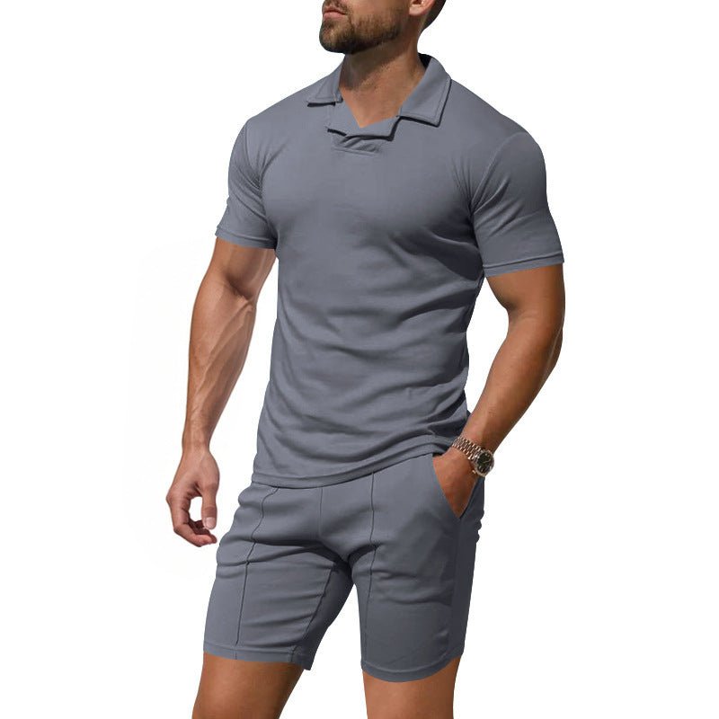 Men's British Berk Shirt Short - sleeved Shorts Casual Slim Fit Sports Quick - drying Outfit - PratSN