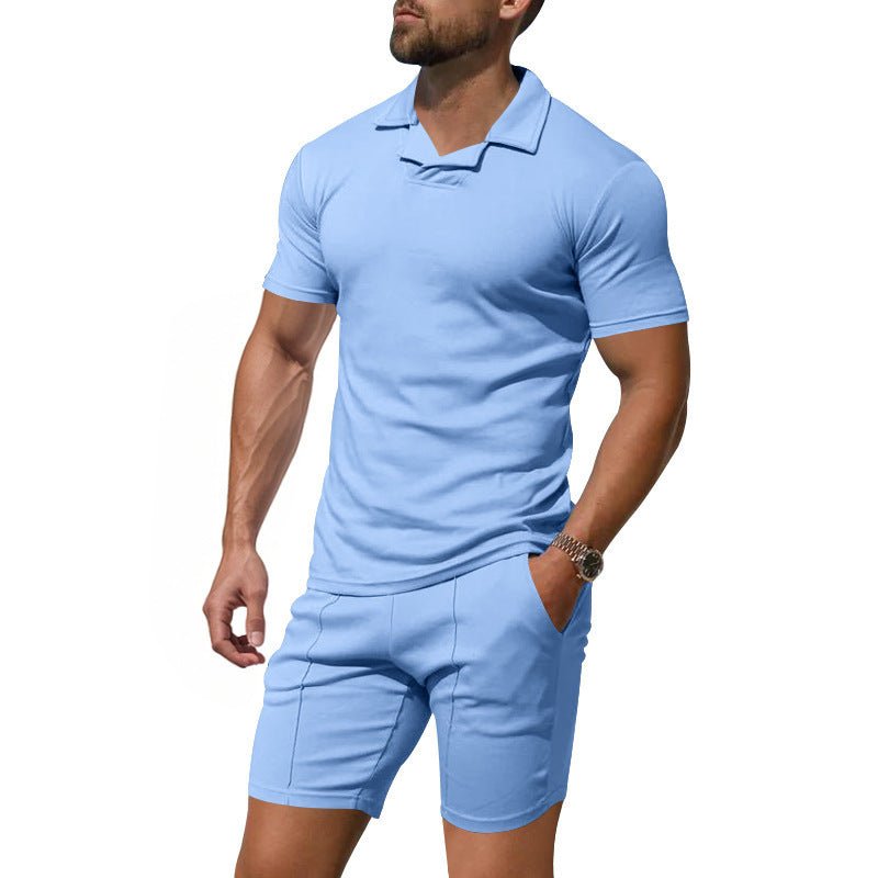 Men's British Berk Shirt Short - sleeved Shorts Casual Slim Fit Sports Quick - drying Outfit - PratSN