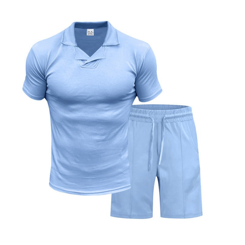 Men's British Berk Shirt Short - sleeved Shorts Casual Slim Fit Sports Quick - drying Outfit - PratSN