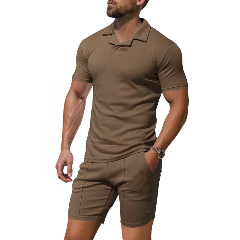 Men's British Berk Shirt Short - sleeved Shorts Casual Slim Fit Sports Quick - drying Outfit - PratSN