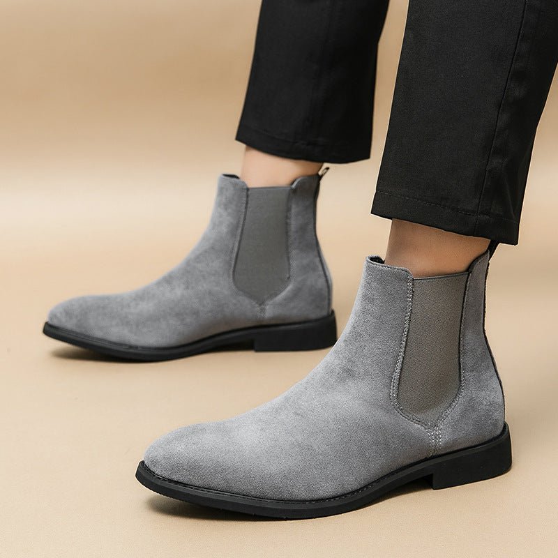 Men's British Pointed Chelsea Boots High - top Pointed Leather Shoes - PratSN