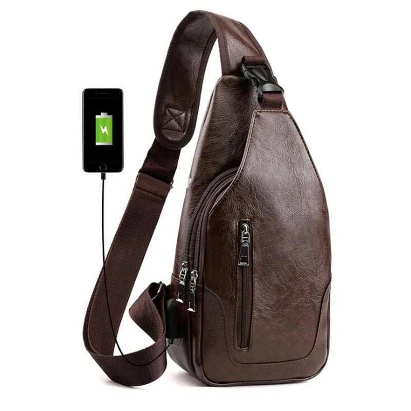 Men's Business Sling Bags Luxury Brand Bag Leather Chest Bag Crossbody Shoulder Bag - PratSN