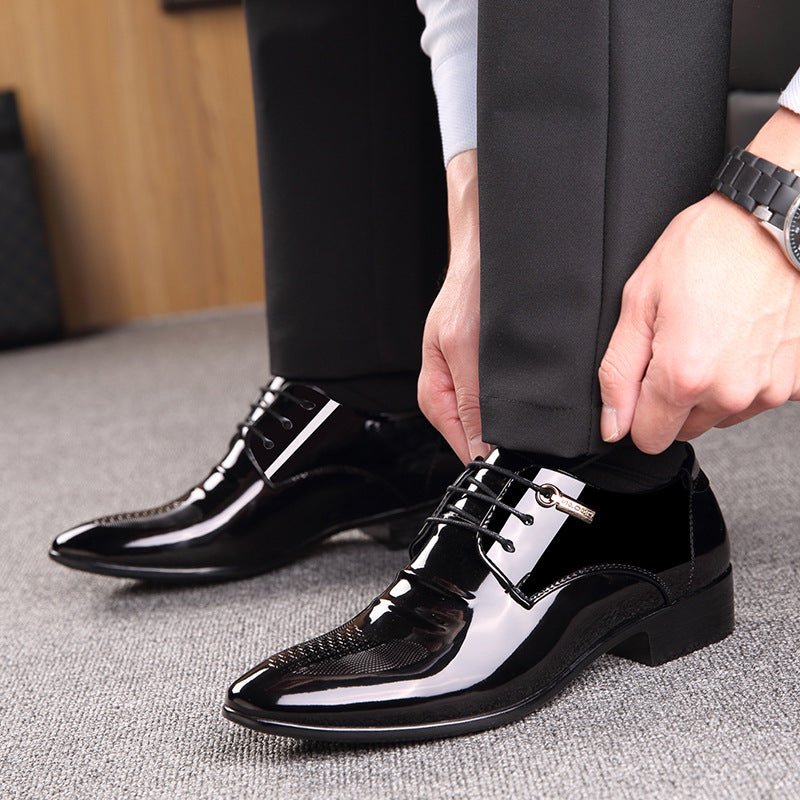 Men's Business Suits Black Patent Leather Shoes - PratSN