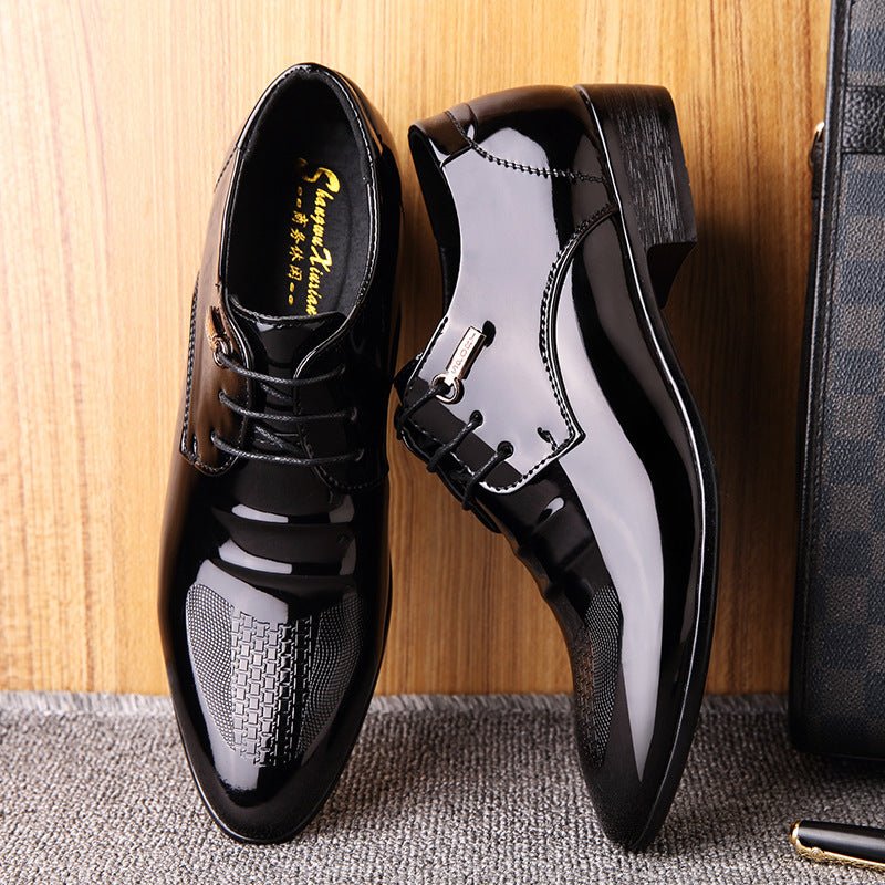 Men's Business Suits Black Patent Leather Shoes - PratSN