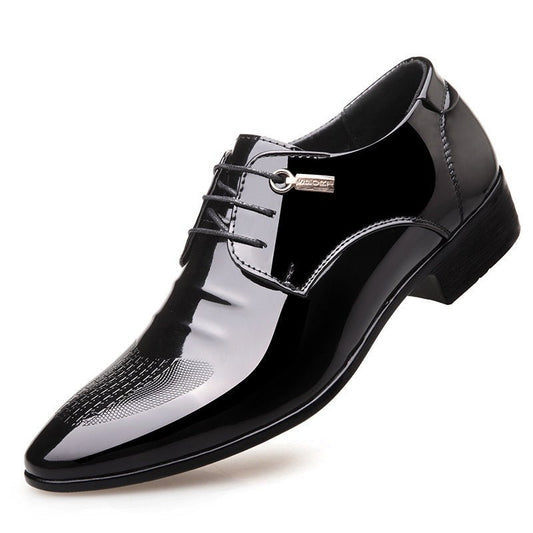 Men's Business Suits Black Patent Leather Shoes - PratSN