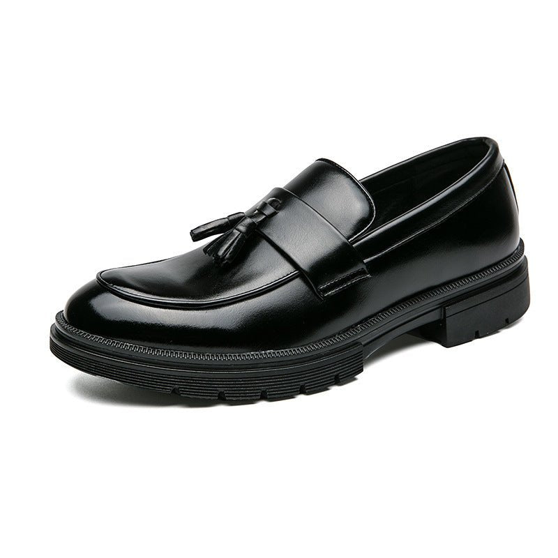 Men's Comfortable Breathable Tassel Slip - on Slip On Loafers Business Casual Leather Shoes - PratSN