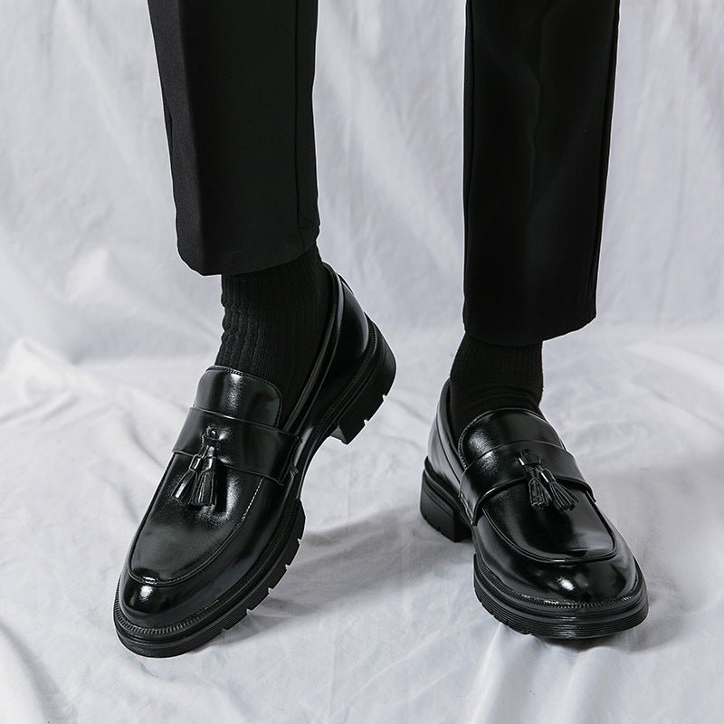 Men's Comfortable Breathable Tassel Slip - on Slip On Loafers Business Casual Leather Shoes - PratSN