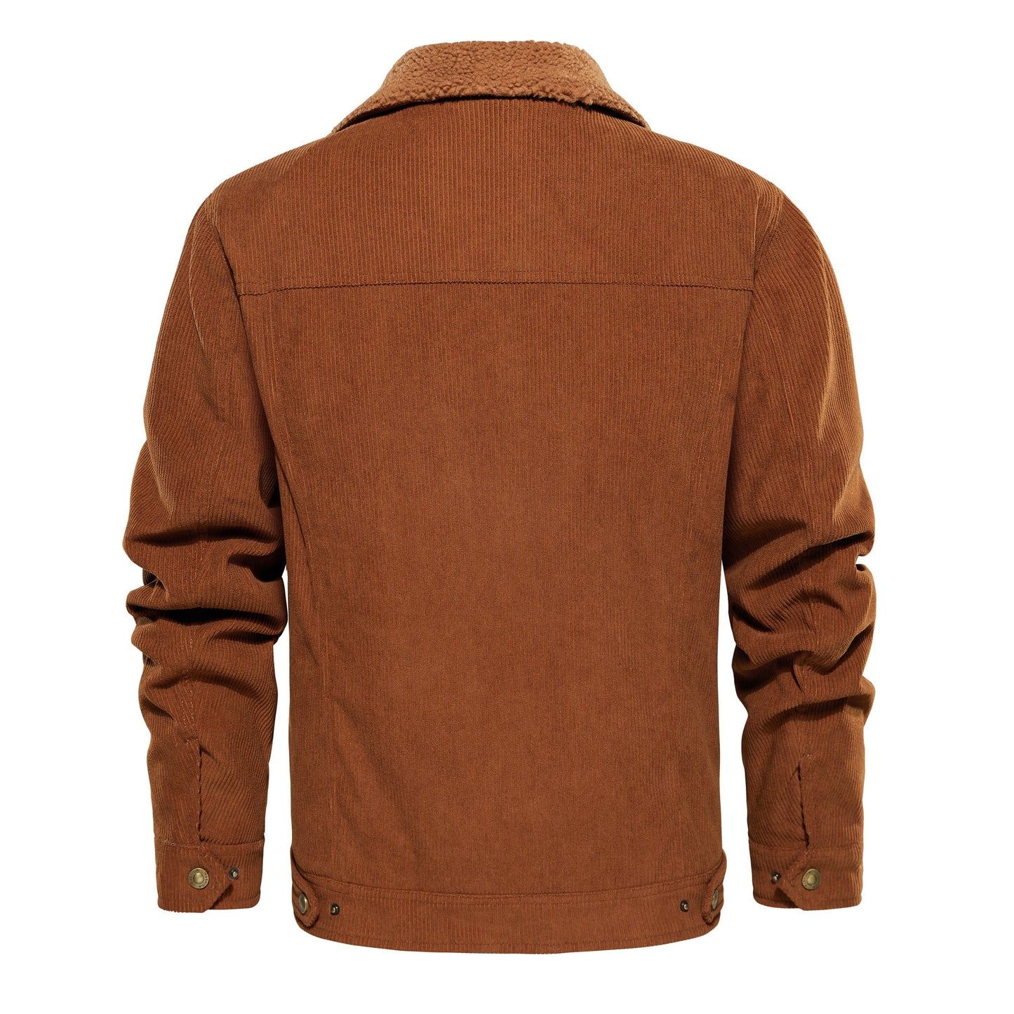 Men's Corduroy Jacket Winter Sherpa Lined Warm Thick Trucker Cargo Coat With 5 Pockets - PratSN