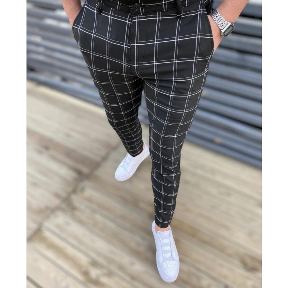 Men's Fashion Plaid Casual Feet Trousers - PratSN