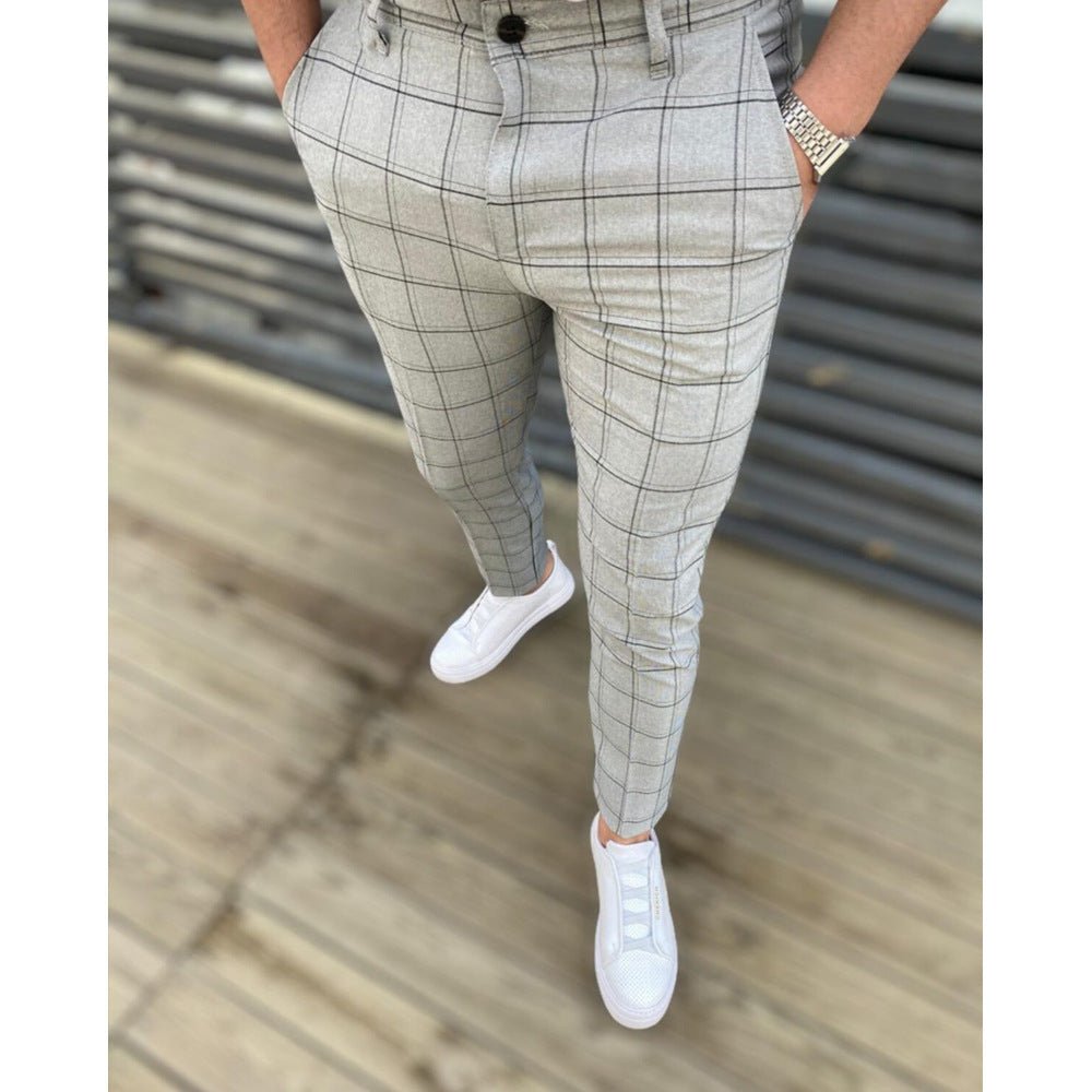 Men's Fashion Plaid Casual Feet Trousers - PratSN