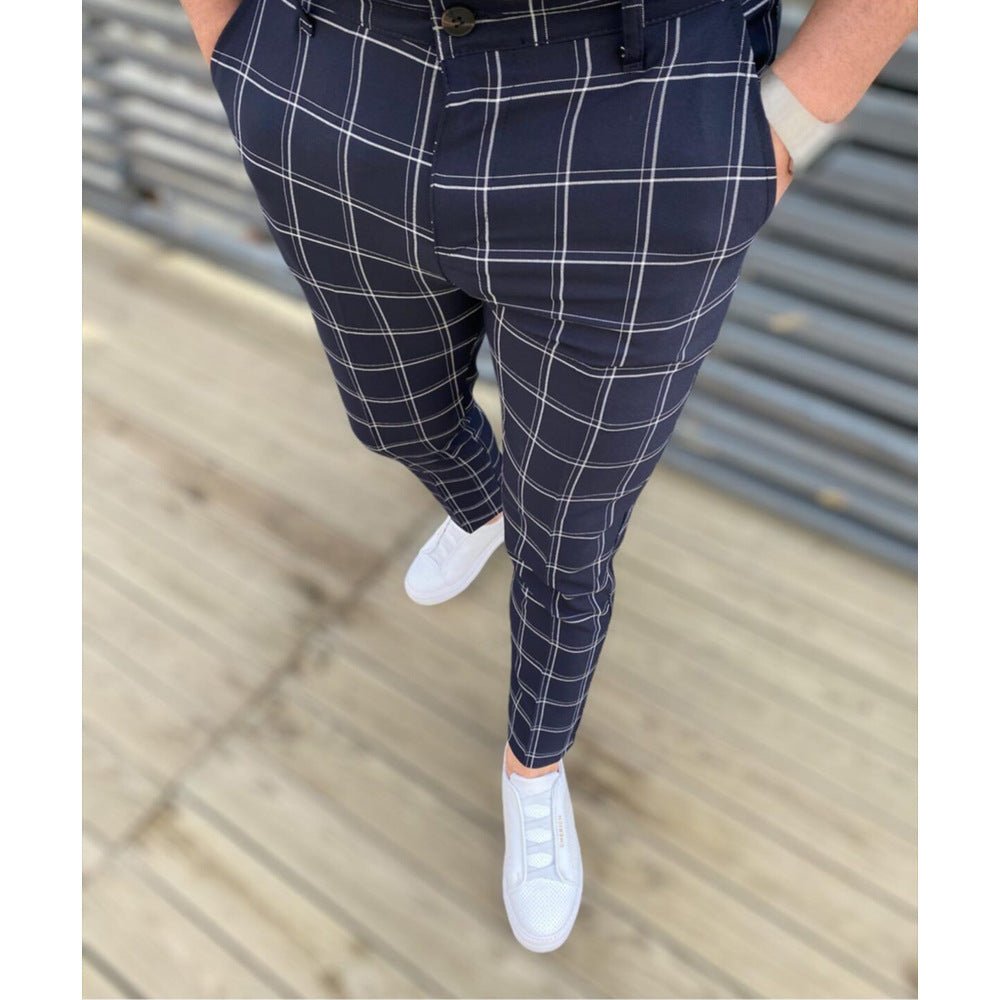 Men's Fashion Plaid Casual Feet Trousers - PratSN