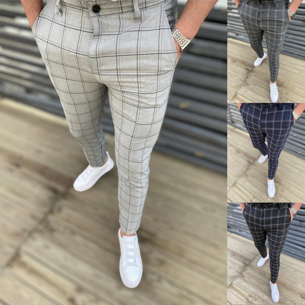Men's Fashion Plaid Casual Feet Trousers - PratSN