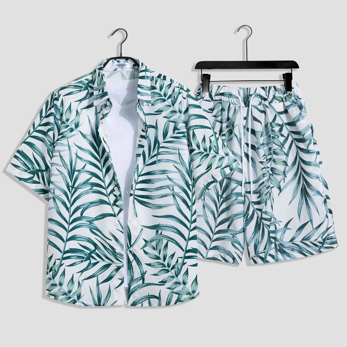 Mens Fashion Print Sets Short Sleeve Shirt+Shorts 2Pcs Suit Loose 2024 Summer Casual Beachwear Male Vacation Hawaiian Outfits - PratSN