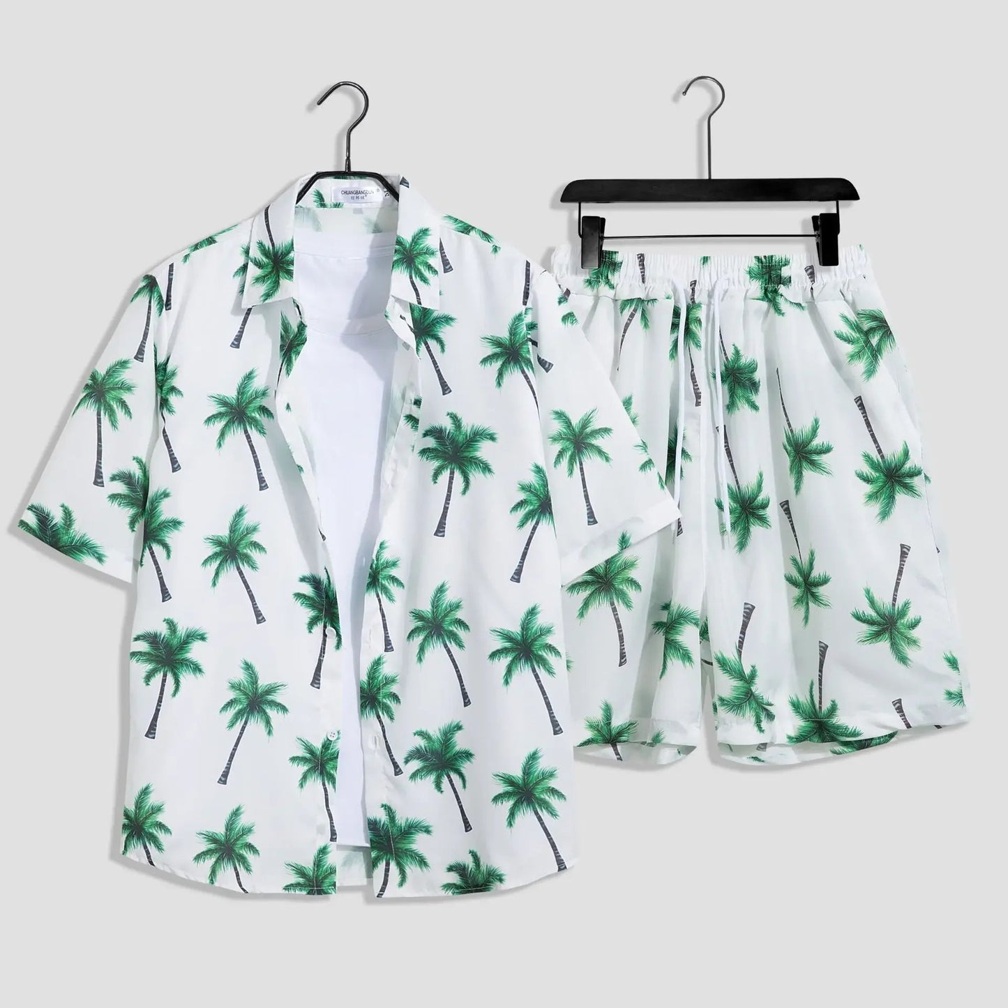 Mens Fashion Print Sets Short Sleeve Shirt+Shorts 2Pcs Suit Loose 2024 Summer Casual Beachwear Male Vacation Hawaiian Outfits - PratSN
