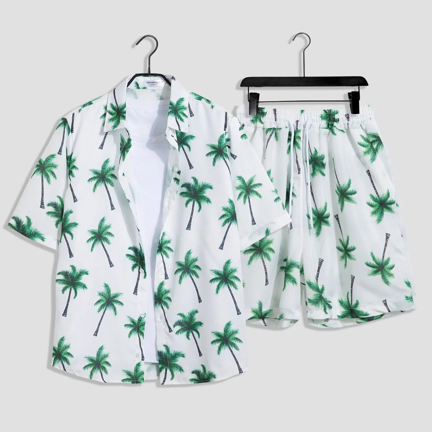 Mens Fashion Print Sets Short Sleeve Shirt+Shorts 2Pcs Suit Loose 2024 Summer Casual Beachwear Male Vacation Hawaiian Outfits - PratSN