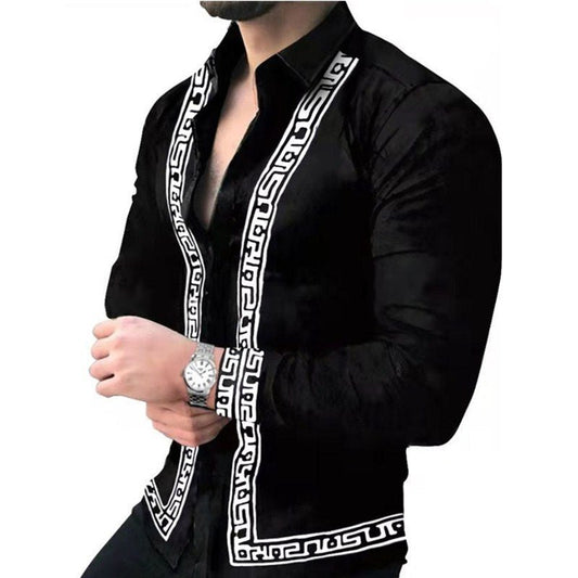 Men's Fashionable Printed Long - sleeved Shirt - PratSN