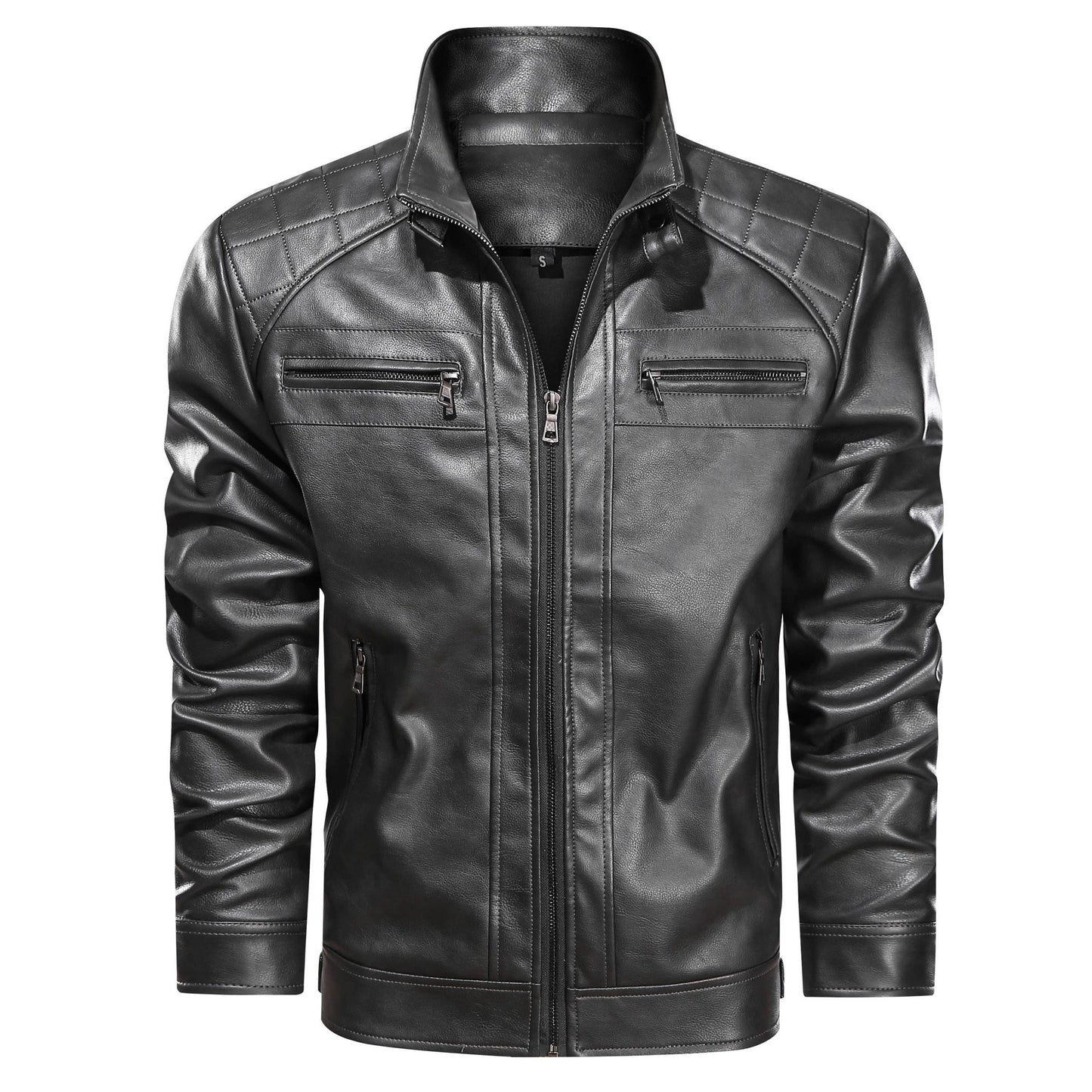 Men's Faux Leather Cafe Racer Jacket - PratSN