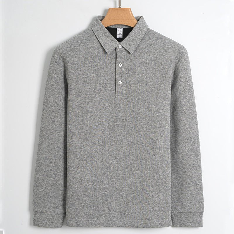 Men's Fleece - lined Thickened Cotton Stretch Keep Warm Polo Shirt - PratSN