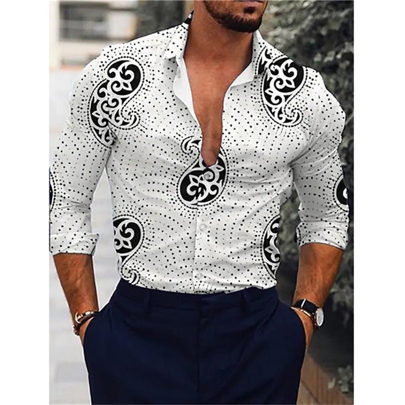 Men's Gradient 3D Printed Long - sleeved Shirt - PratSN