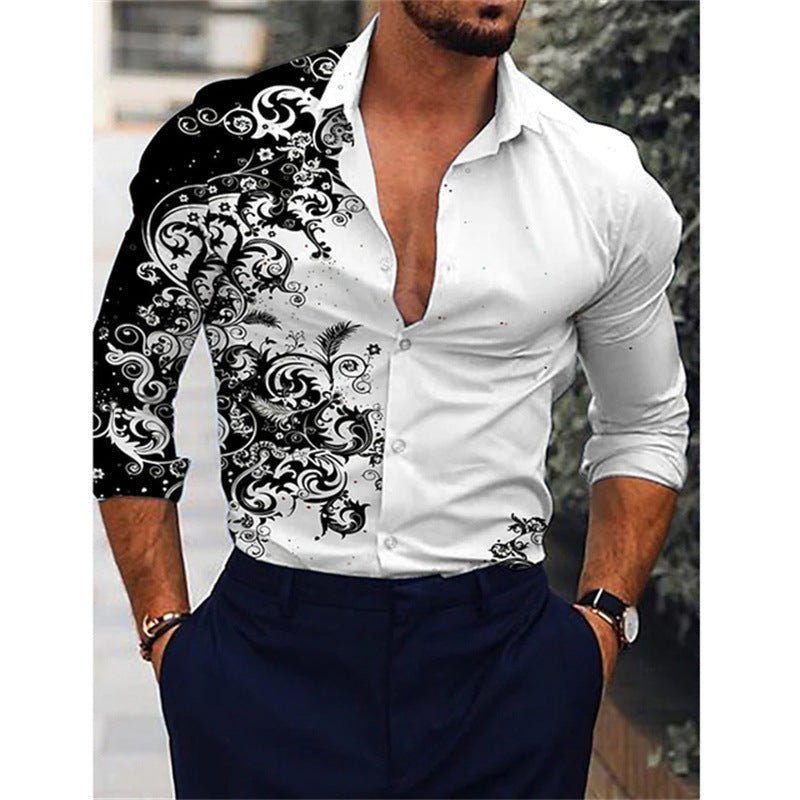 Men's Gradient 3D Printed Long - sleeved Shirt - PratSN