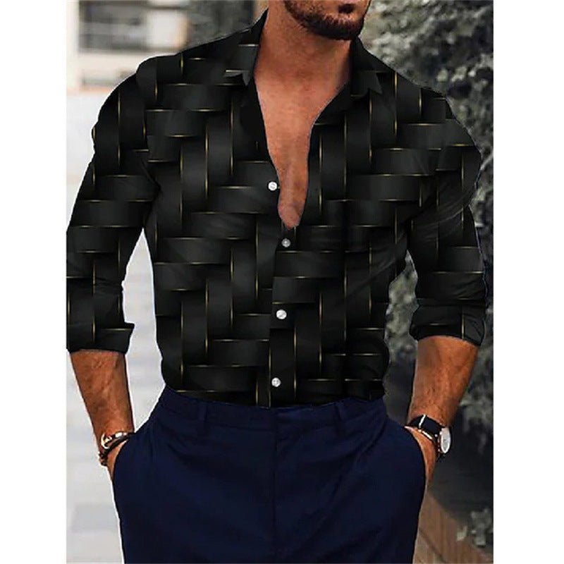 Men's Gradient 3D Printed Long - sleeved Shirt - PratSN