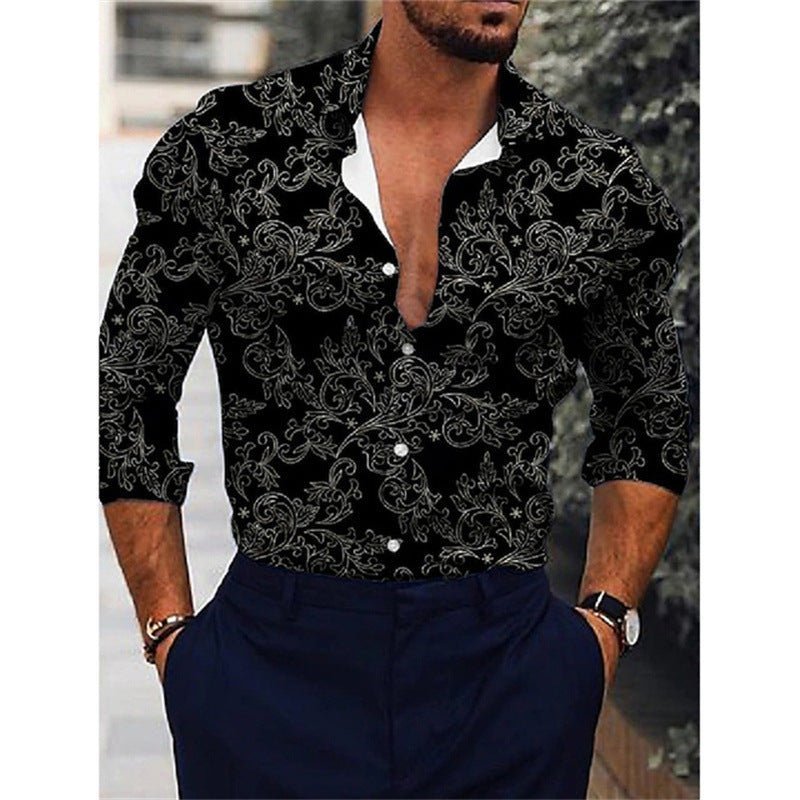Men's Gradient 3D Printed Long - sleeved Shirt - PratSN