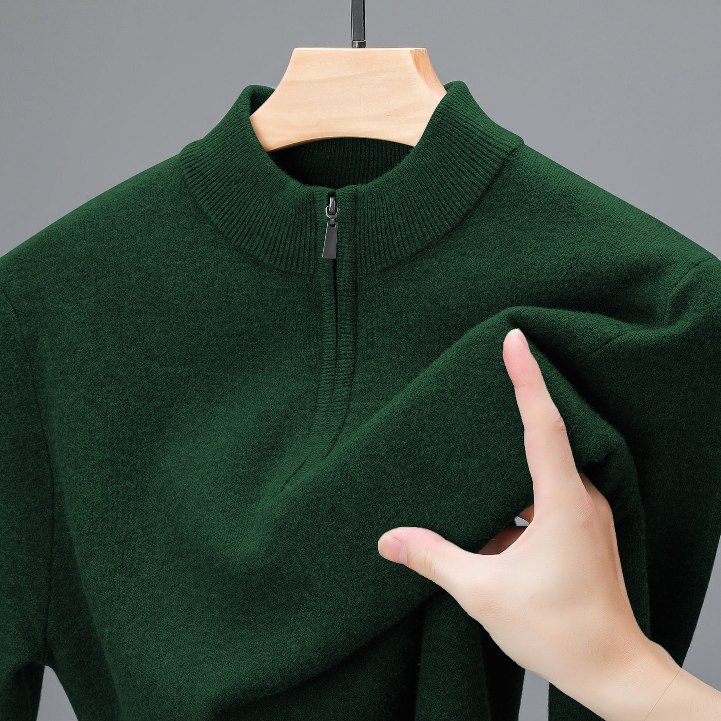 Men's Half - high Collar Zipper Sweater Thickened Keep Warm Sweater - PratSN