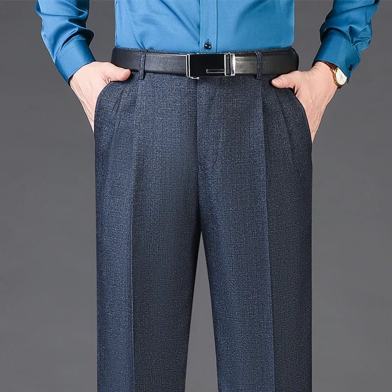 Men's High Waist Wool Cashmere Suit Pants Double Pleated Winter Autumn Dress Trousers for Male Formal Business Size 29 - 50 52 54 56 - PratSN