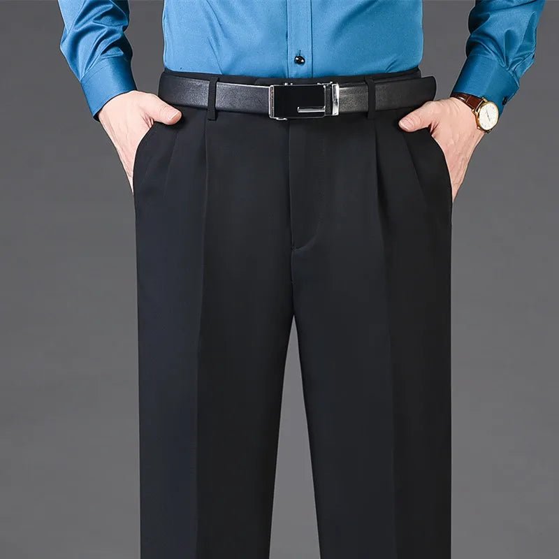 Men's High Waist Wool Cashmere Suit Pants Double Pleated Winter Autumn Dress Trousers for Male Formal Business Size 29 - 50 52 54 56 - PratSN