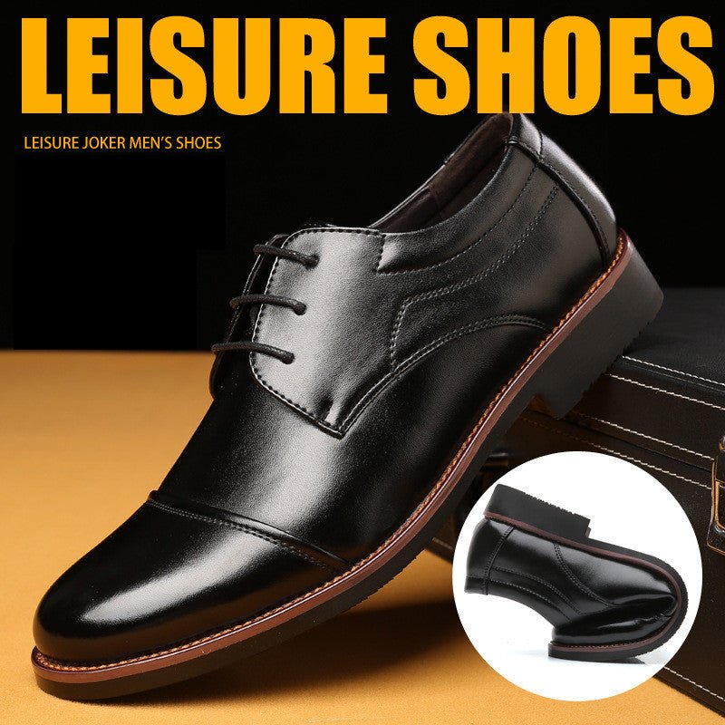 Men's Leather Shoes Plus Size Business Casual Laces - PratSN